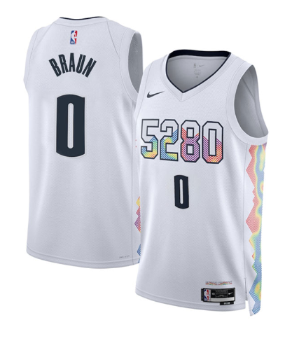 Men's Denver Nuggets #0 Christian Braun White 2024/25 City Edition Stitched Basketball Jersey
